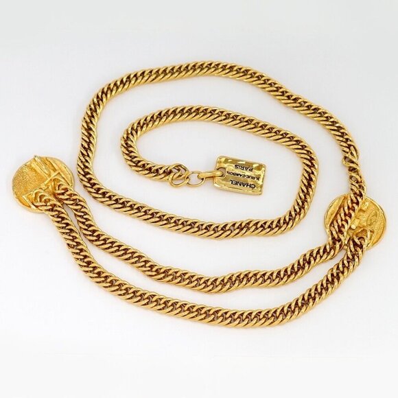CHANEL 31 Rue Cambon PARIS Double Chain Belt 34" Gold Tone Auth - Picture 3 of 7